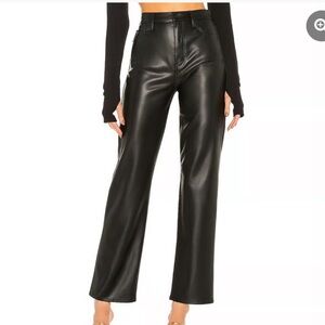 Pistola Cassie wide leg flare faux leather pants black